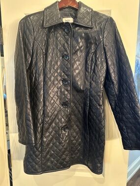 Neiman Marcus Quilted Black Leather Jacket